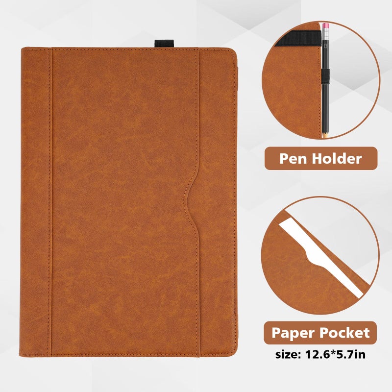TT TYTX TYTX Compatible with MacBook Pro Case 13 Inch, PU Leather MacBook Case fits for Model M2, 2024, 2023, 2022-2016 A2338 M1 A2251 A2289 A2159 A1989 A1708 A1706, with Paper Pocket and Pen Holder, Brown - Image 5